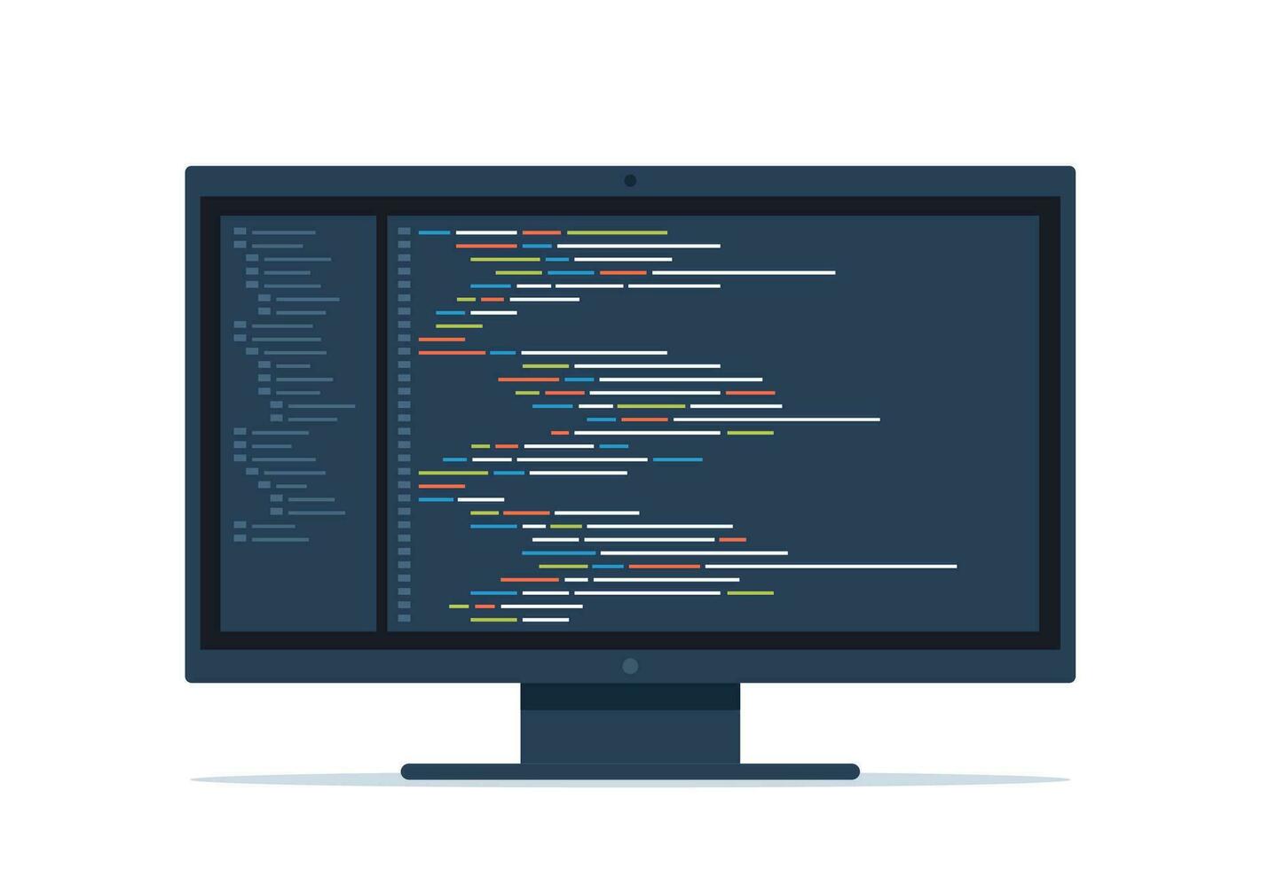 computer software codering vector concept. programmering codering script Java, digitaal programma code Aan toezicht houden op scherm. vector illustratie.