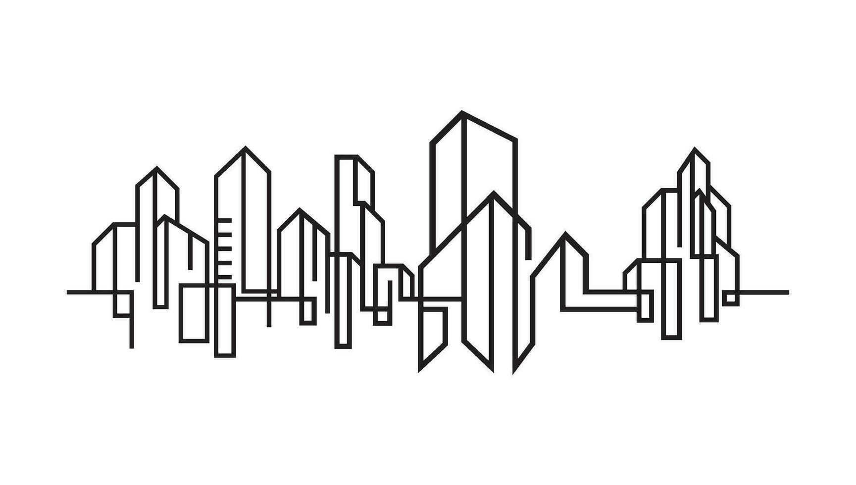 stad gebouw lijn kunst vector icoon ontwerp illustratie sjabloon