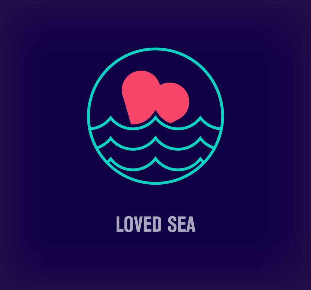 creatief geliefde hart en zee ronde logo. uniek kleur overgangen. creatief vakantie, reizen en tour logo sjabloon. vector