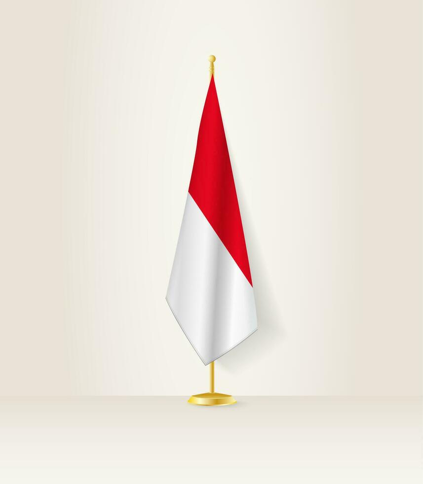 Indonesië vlag Aan een vlag stellage. vector