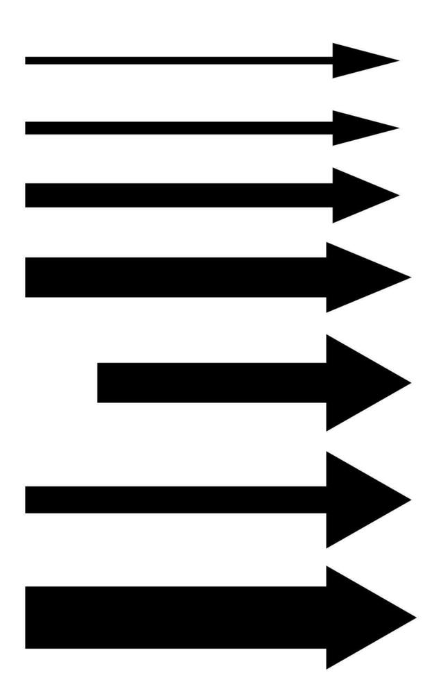 reeks van Rechtdoor pijlen. zwart pijlen punt naar de Rechtsaf vector