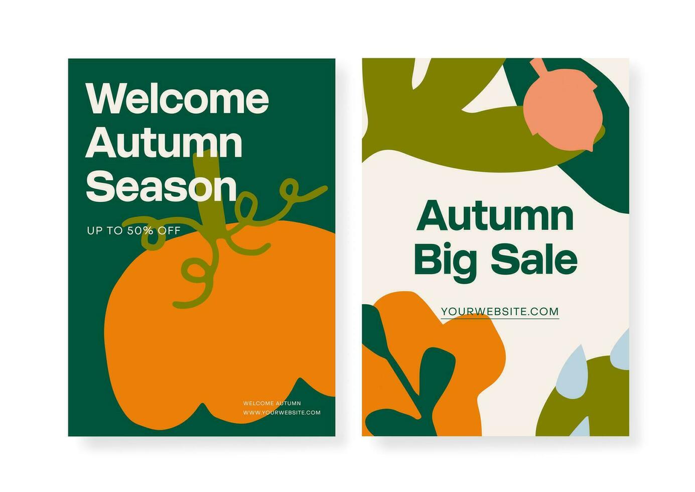 herfst uitverkoop achtergrond, banier, of folder ontwerp. reeks van kleurrijk herfst posters met helder mooi bladeren, pompoen, papier besnoeiing stijl. sjabloon voor reclame, web, sociaal media vector