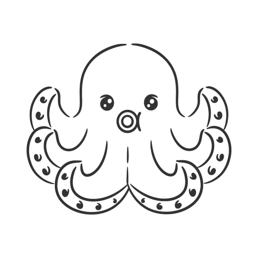 schattig oranje gekleurde Octopus tekenfilm voor kleur vector