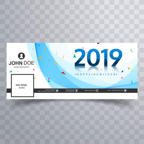 Elegante 2019 nieuwjaarskaart facebook dekkingbannermalplaatje vector