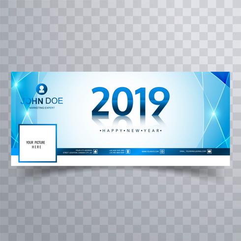 2019 nieuw jaar facebook cover banner sjabloonontwerp vector