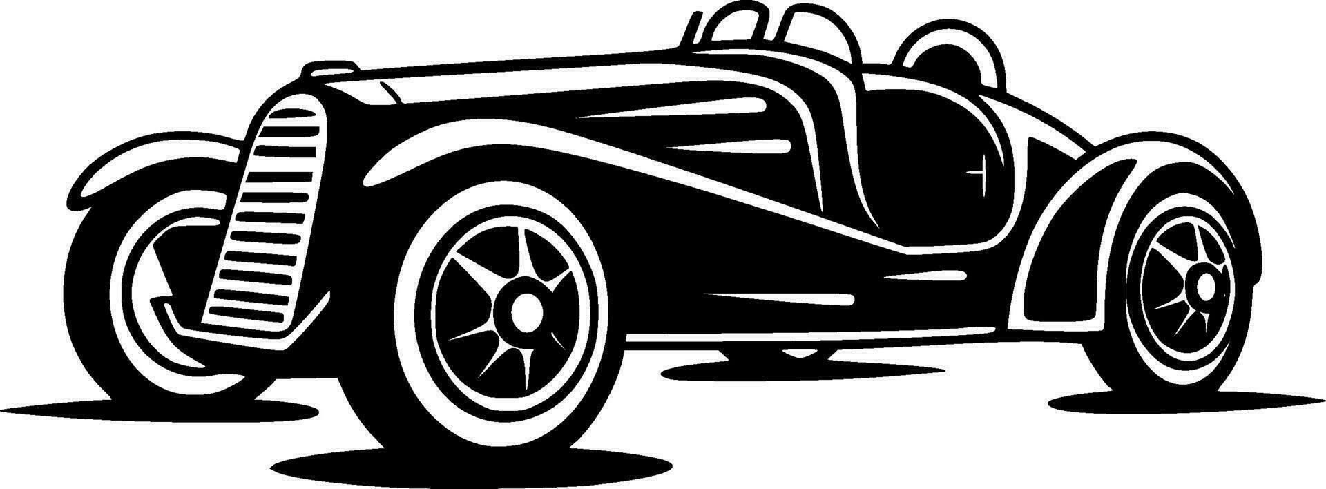 racing - zwart en wit geïsoleerd icoon - vector illustratie