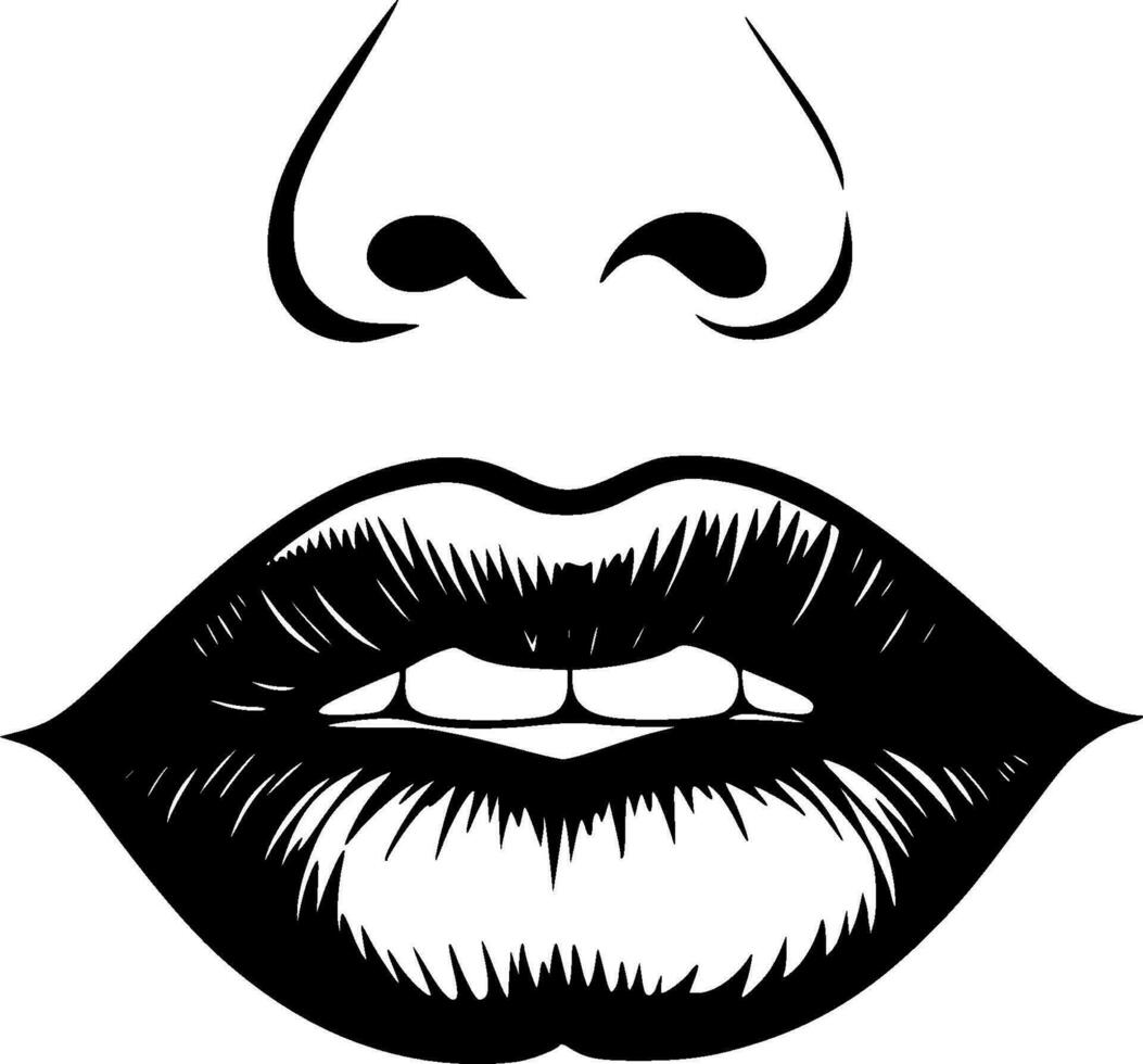 lippen, zwart en wit vector illustratie