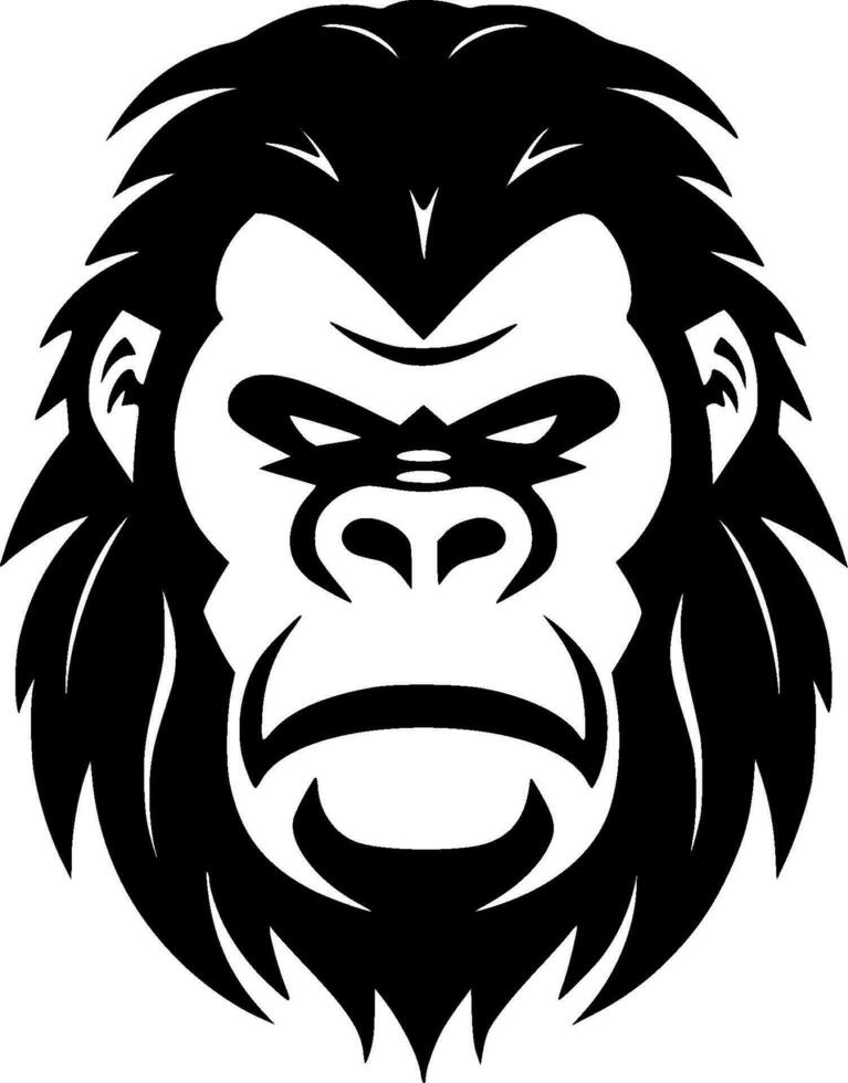 gorilla, zwart en wit vector illustratie