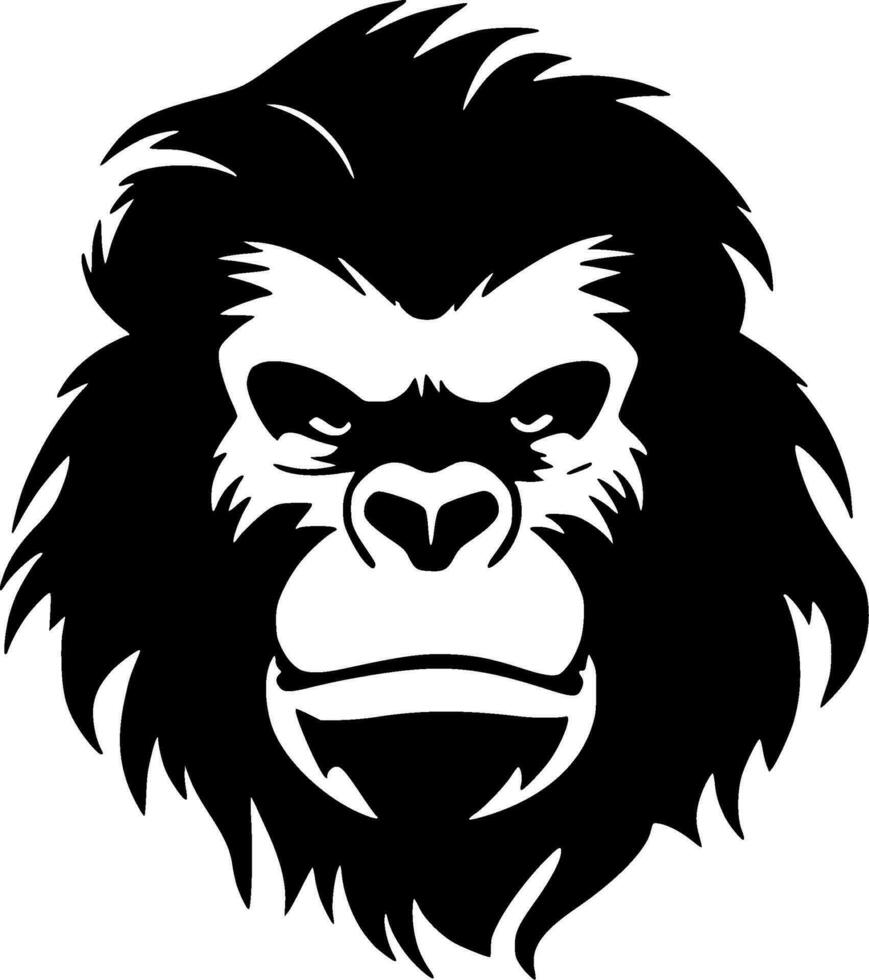 gorilla, zwart en wit vector illustratie