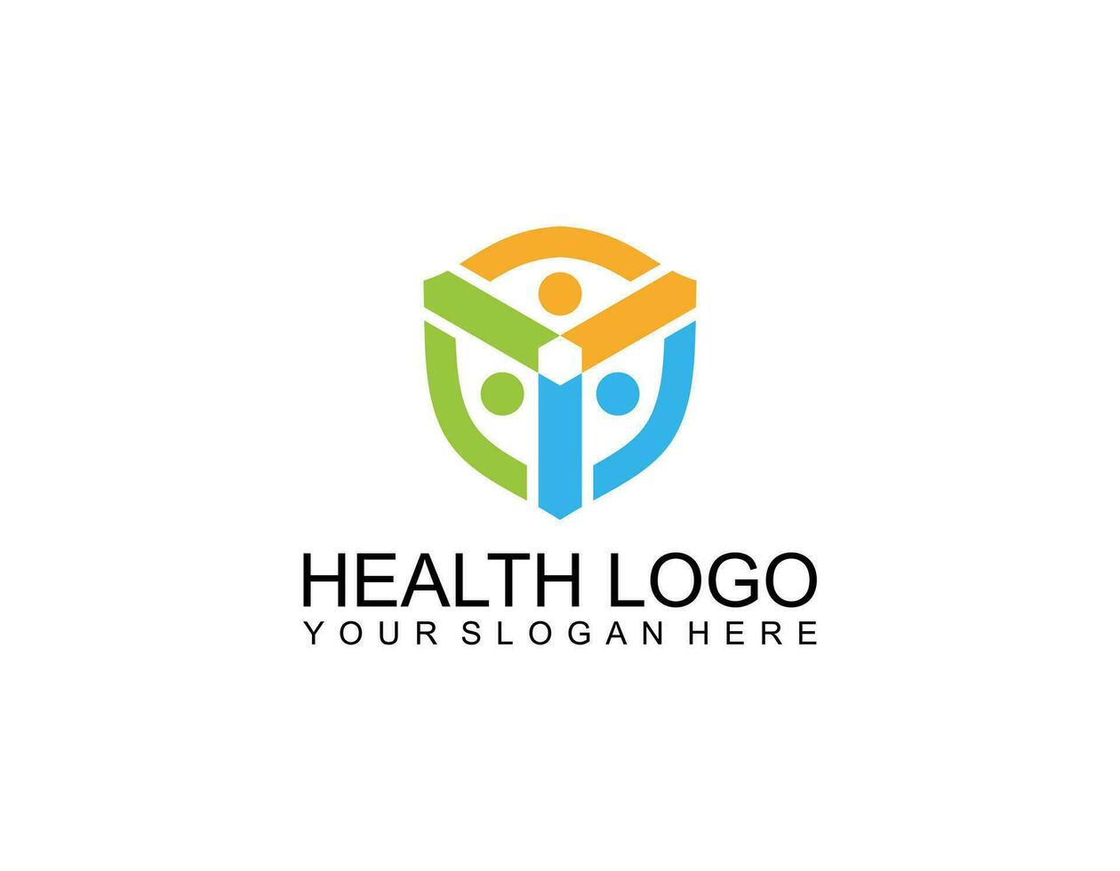 abstract symbool met gelukkig menselijk silhouet. sport, fitheid, medisch of Gezondheid zorg centrum logo ontwerp concept. vector