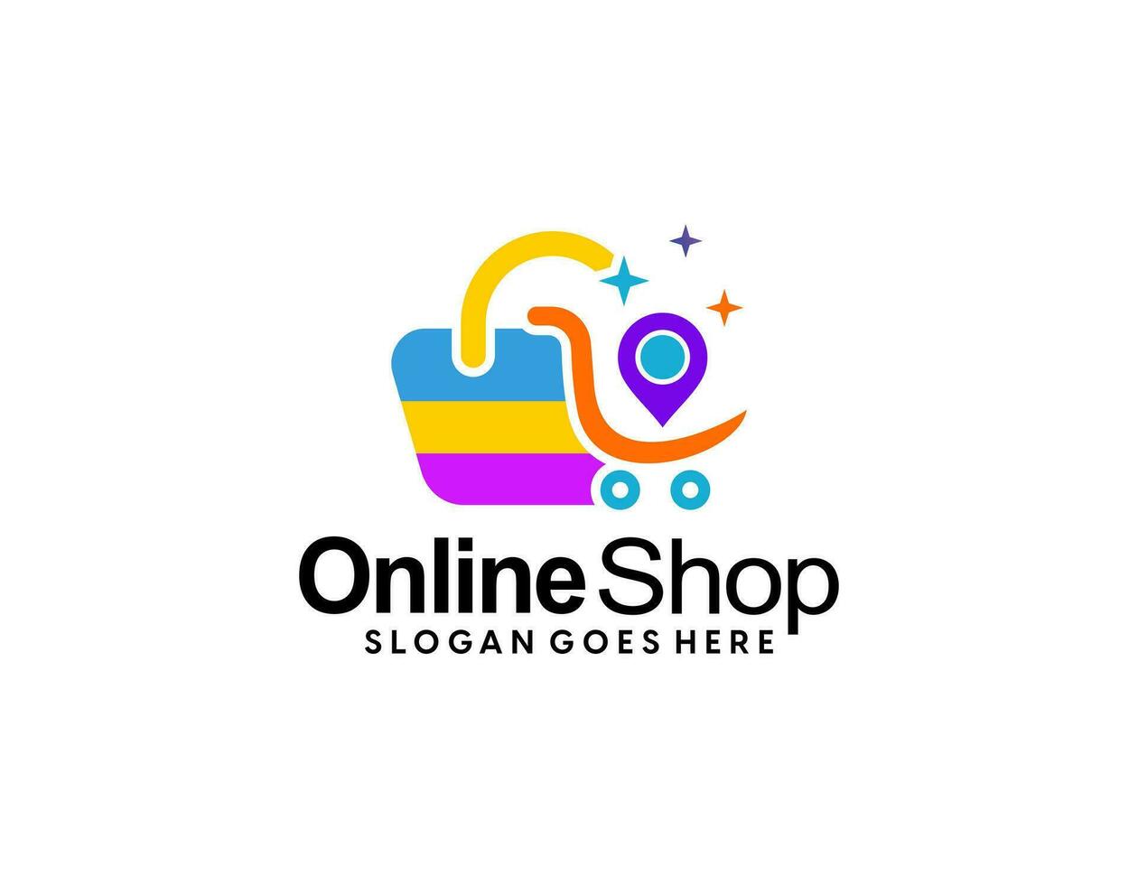 online winkel logo ontwerpen sjabloon. illustratie vector grafisch van boodschappen doen tas, computer en muis logo. perfect voor e-commerce, verkoop, op te slaan web element. bedrijf embleem.