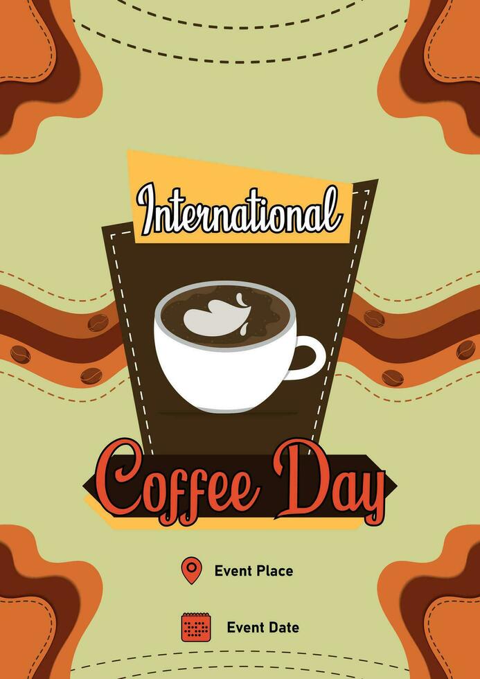 poster sjabloon Internationale koffie dag met retro thema's illustratie 2.4 vector