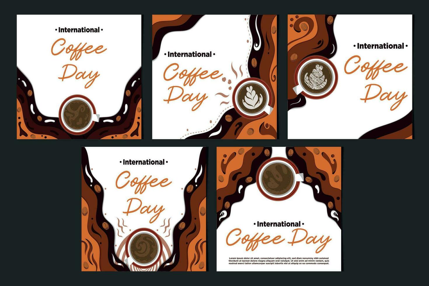 sociaal media voeden Sjablonen Internationale koffie dag met retro stijl vector illustratie