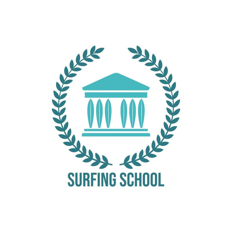 surfing school- wijnoogst embleem logo vector