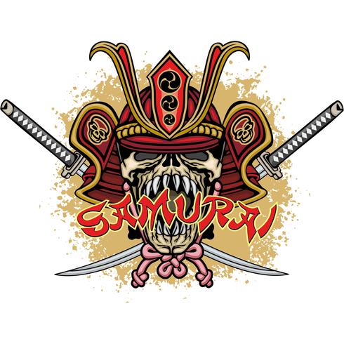 samurai schedel teken vector