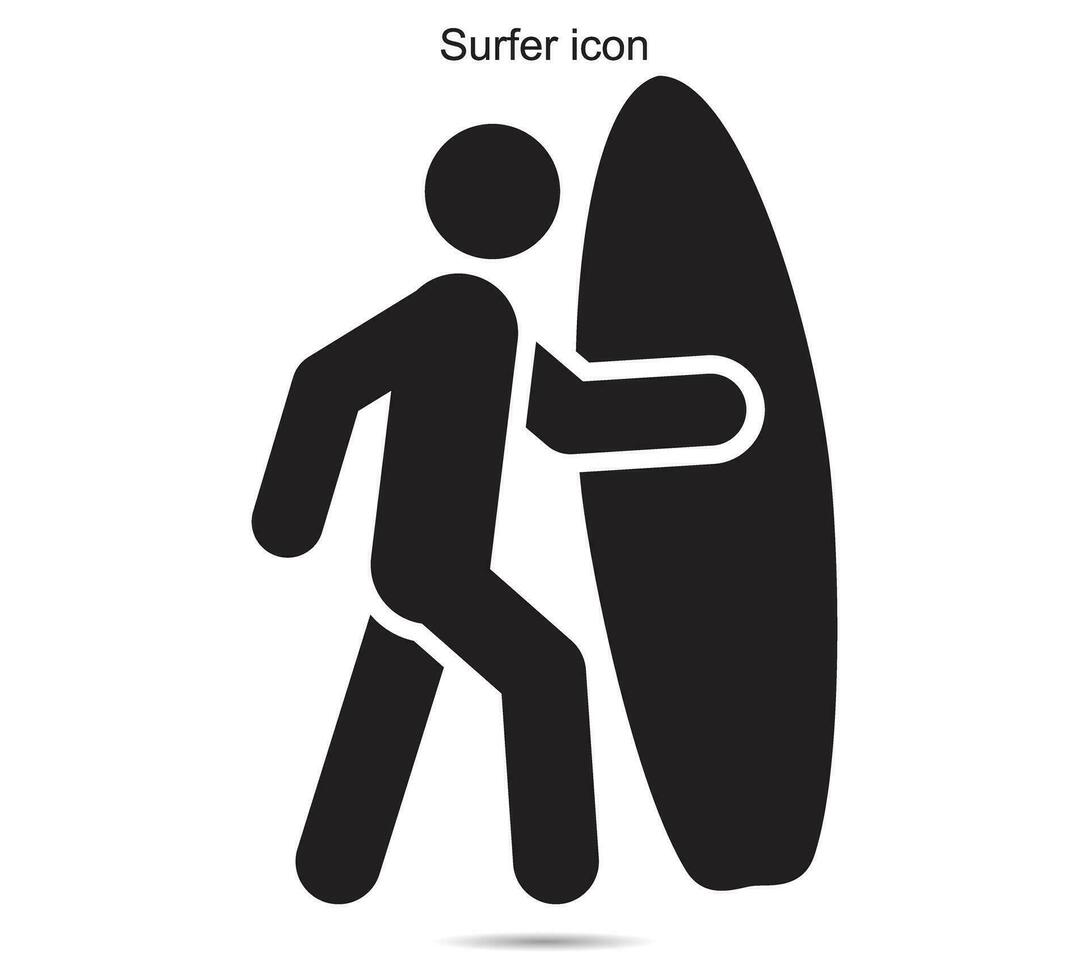 surfer icoon, vector illustratie.