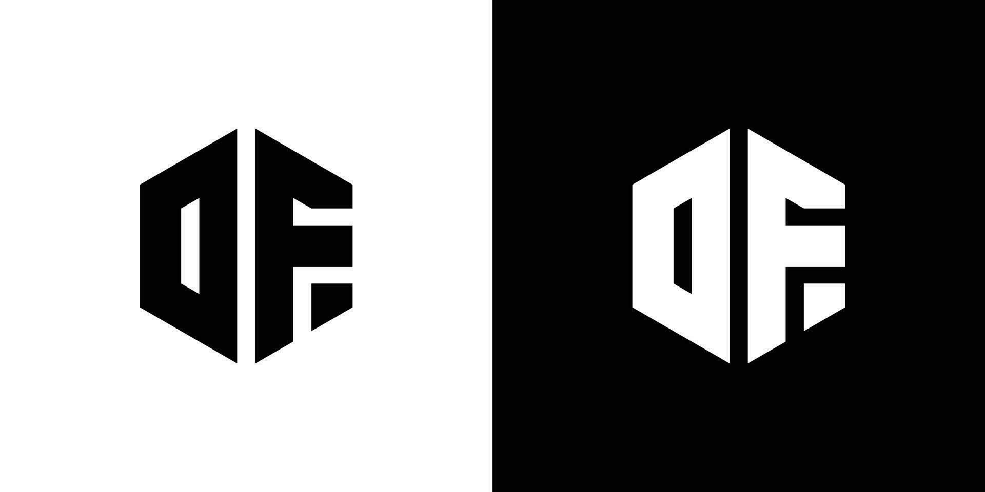brief d f veelhoek, zeshoekig minimaal en professioneel logo ontwerp Aan zwart en wit achtergrond vector