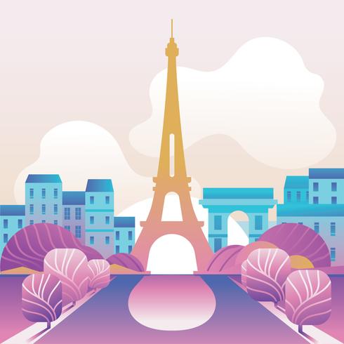Illustratie met de Eiffeltoren in Parijs vector