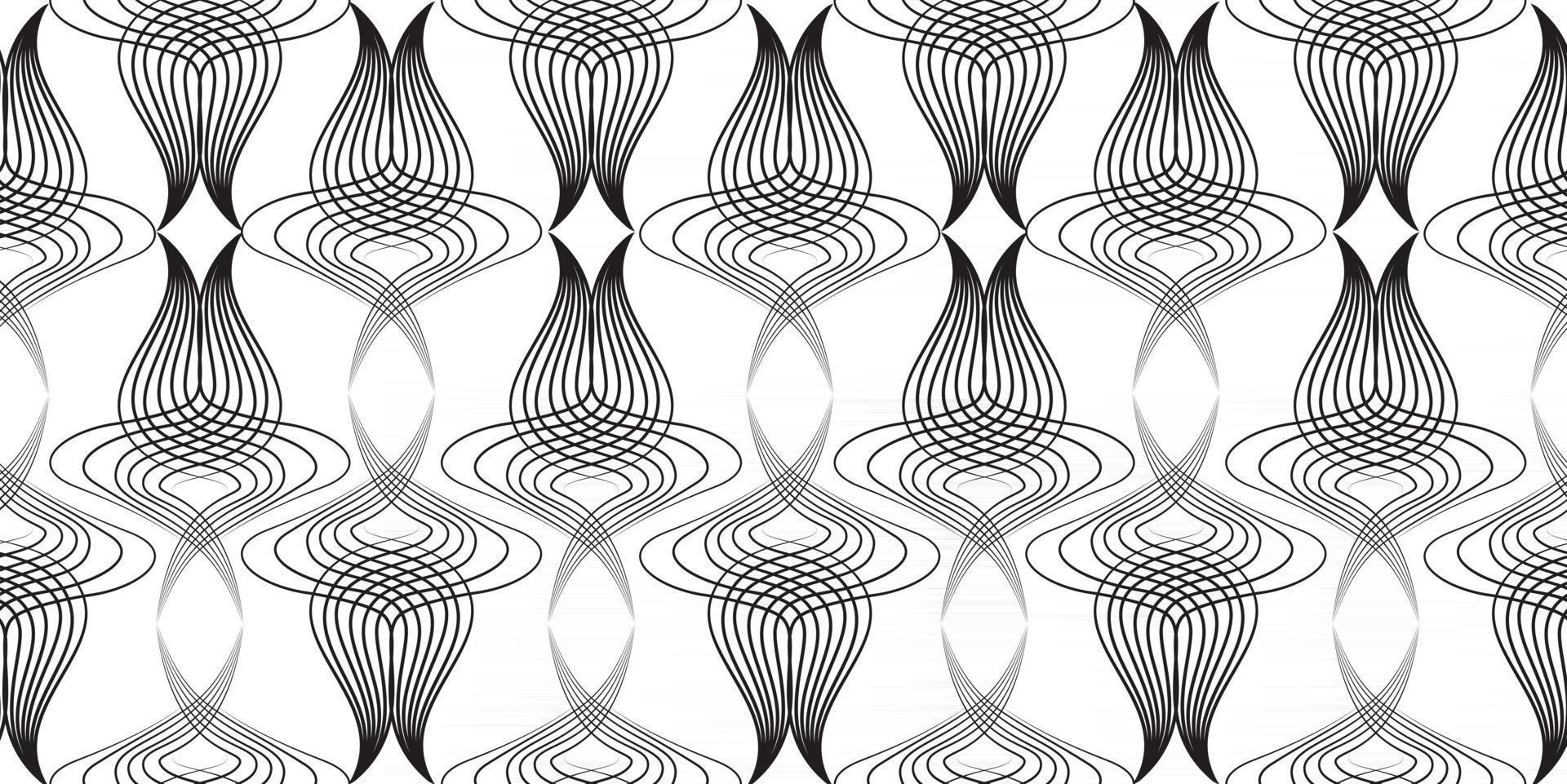 abstracte retro-stijl arabesque lineaire naadloze patroon. artistiek lijnkunstornament met bloemenvormen. vector