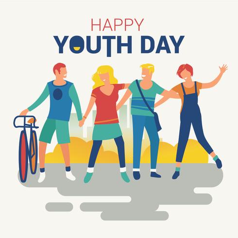 Happy Youth Day Celebration met jonge jongen en meisje vector