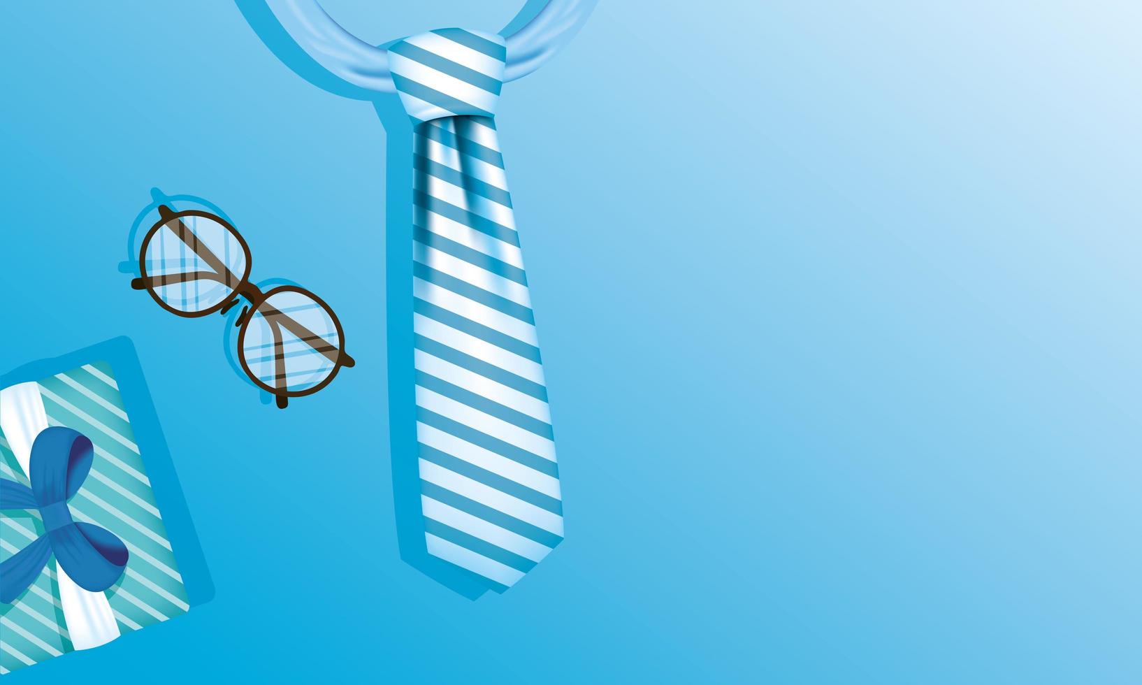 bril cadeau en stropdas van vaders dag vector design