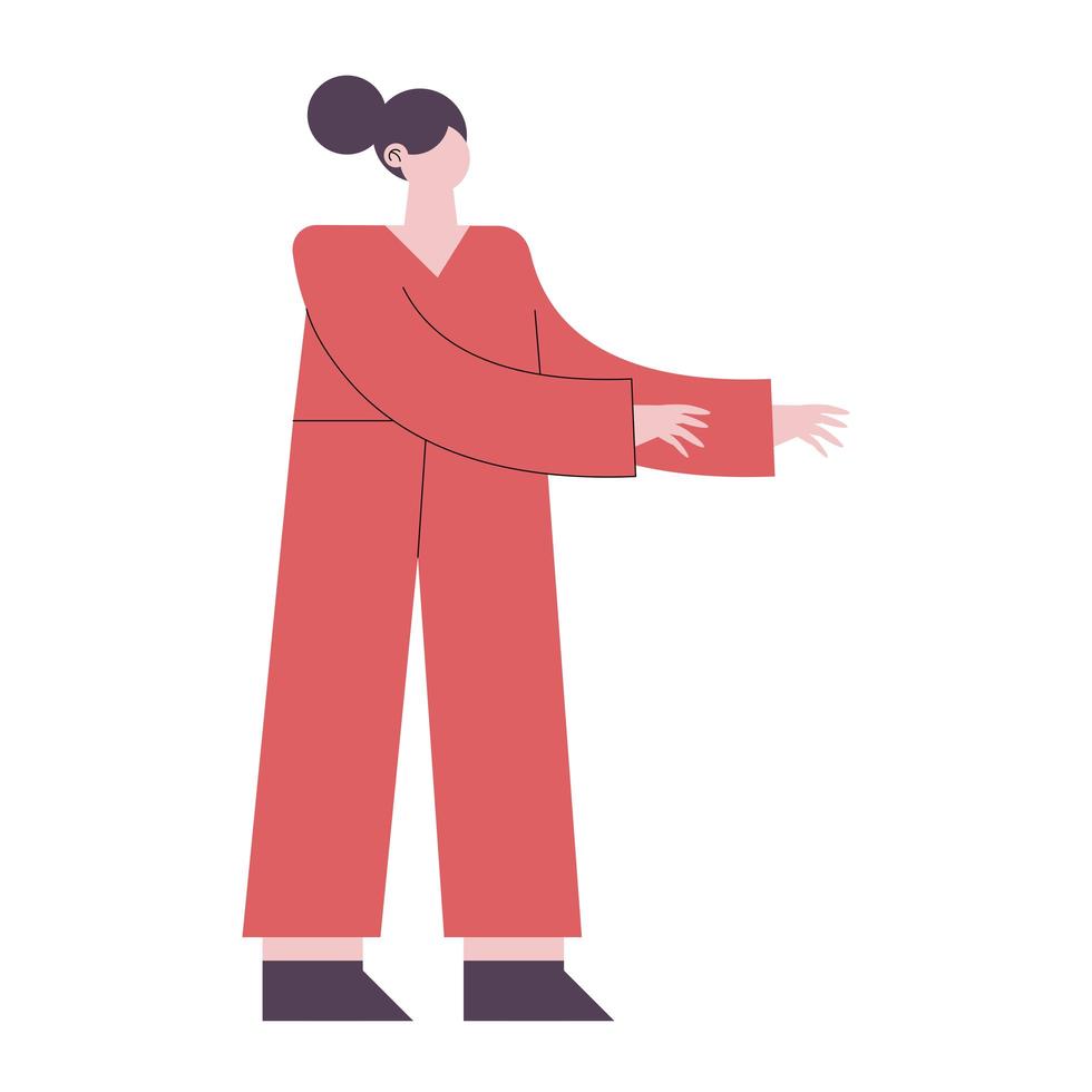 vrouw in rode pyjama vector