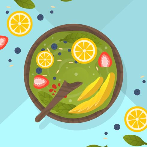 Plat kleurrijke Acai Bowl vector