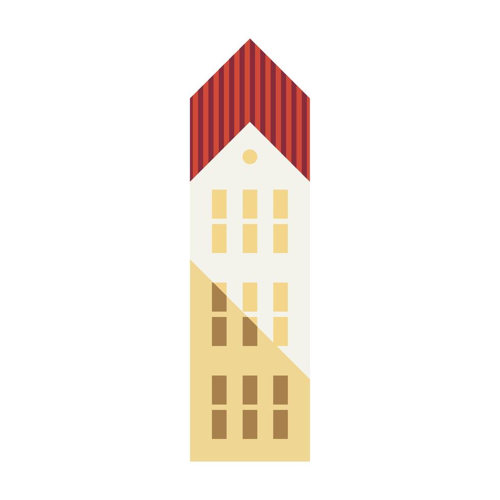 drie verdiepingen tellende gebouw rode en witte kleuren minimaal stadspictogram vector