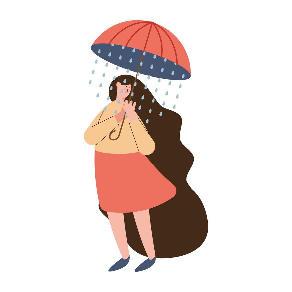 depressieve vrouw paraplu vector