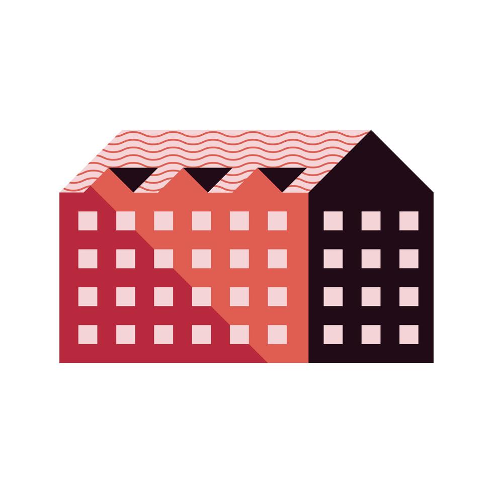 vier verdiepingen tellende gebouw rode kleur minimale stad vector