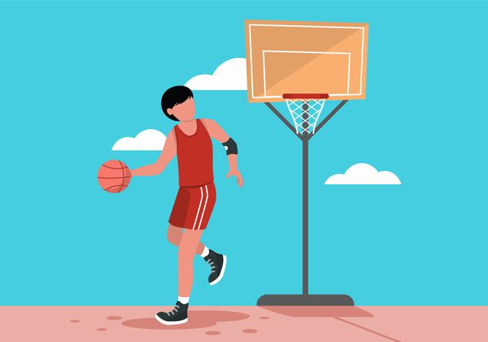 Basketbalspeler dribbelen vector