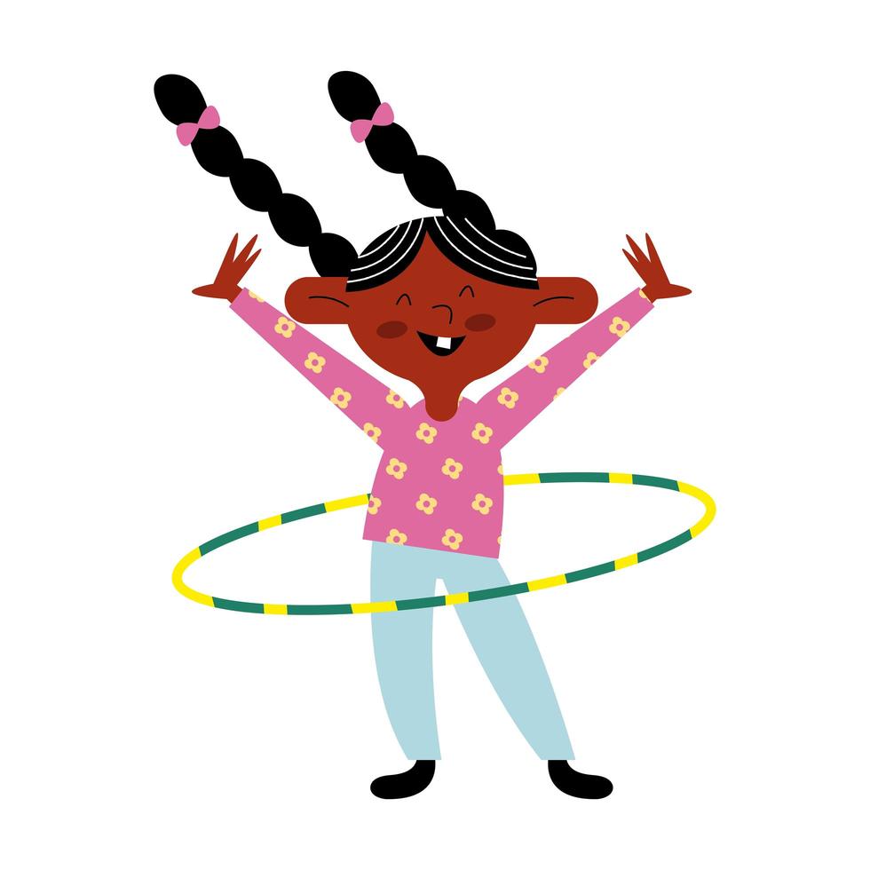 gelukkig klein meisje dat met hula hula-personage speelt vector