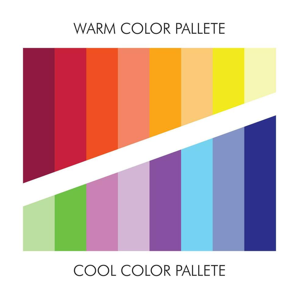 warm en koel kleur palet met solide kleuren vector