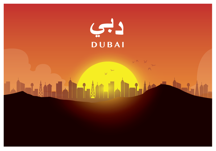 Dubai illustratie poster vector