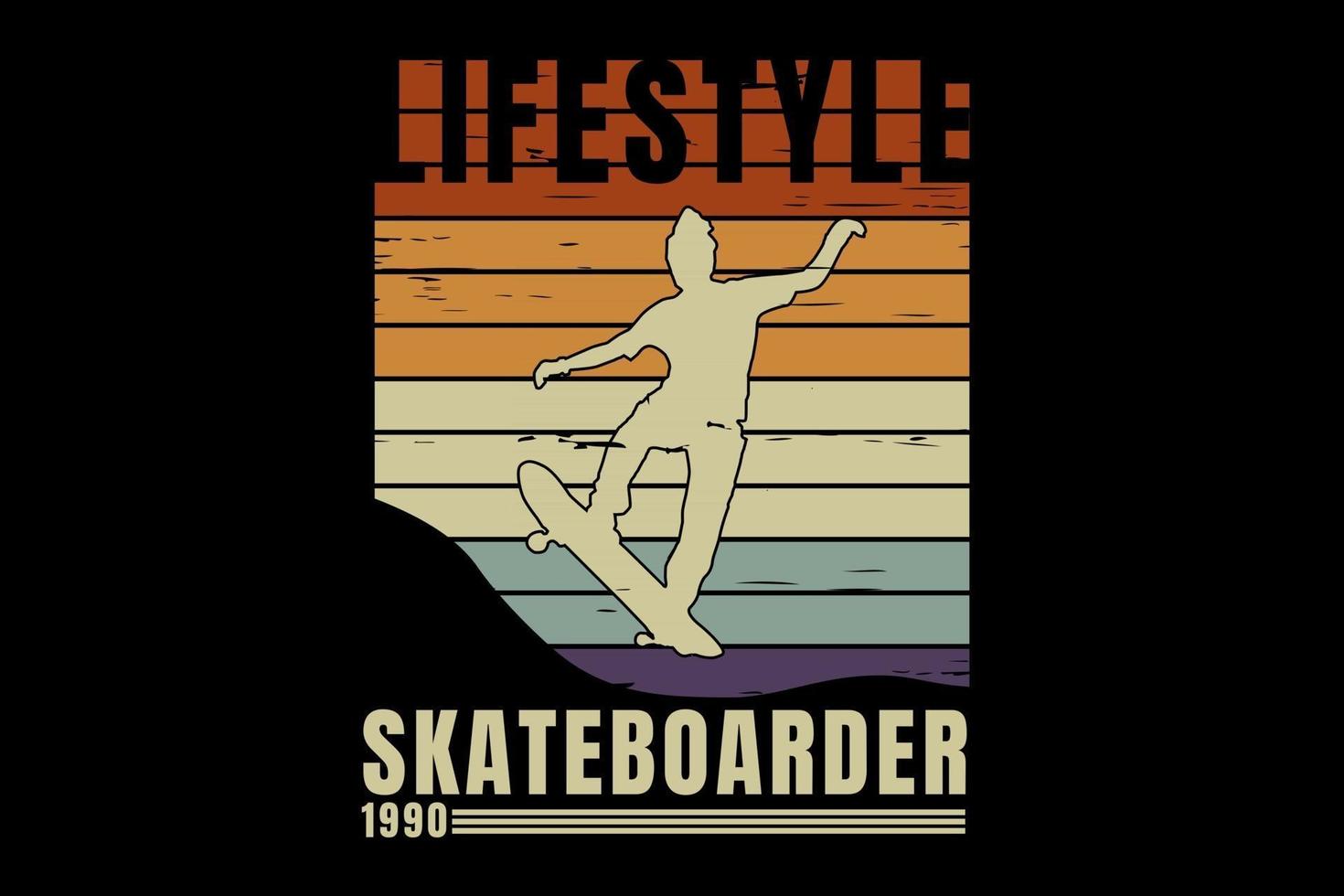 t-shirt silhouet skateboarder levensstijl retro vintage vector