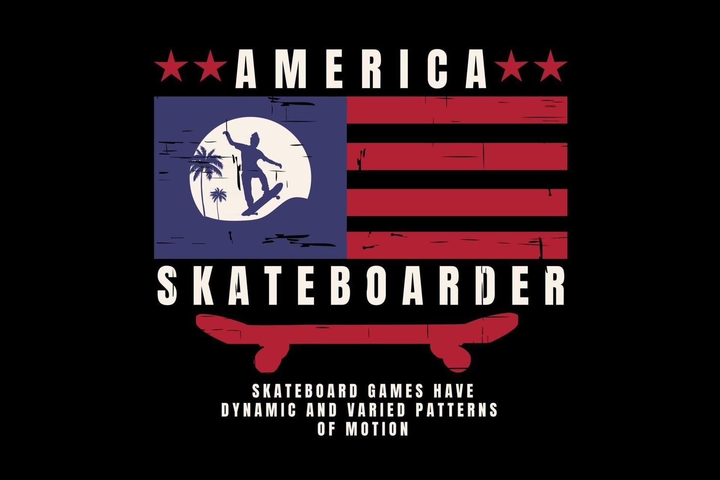 t-shirt amerika skateboard vlag vintage stijl vector