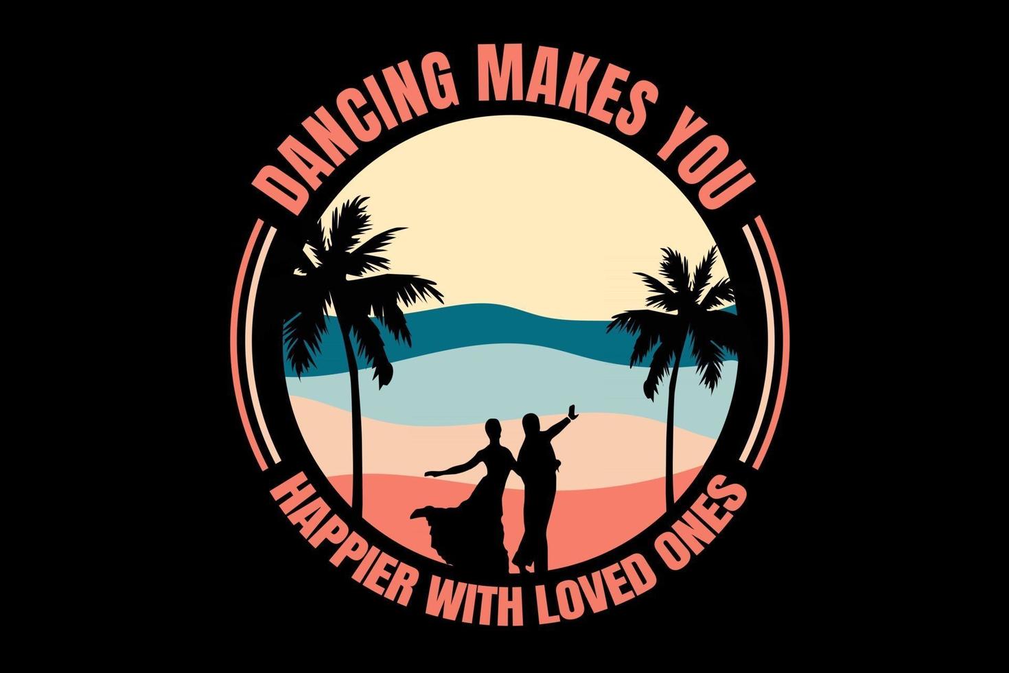 t-shirt romantisch stel danst op het strand vector