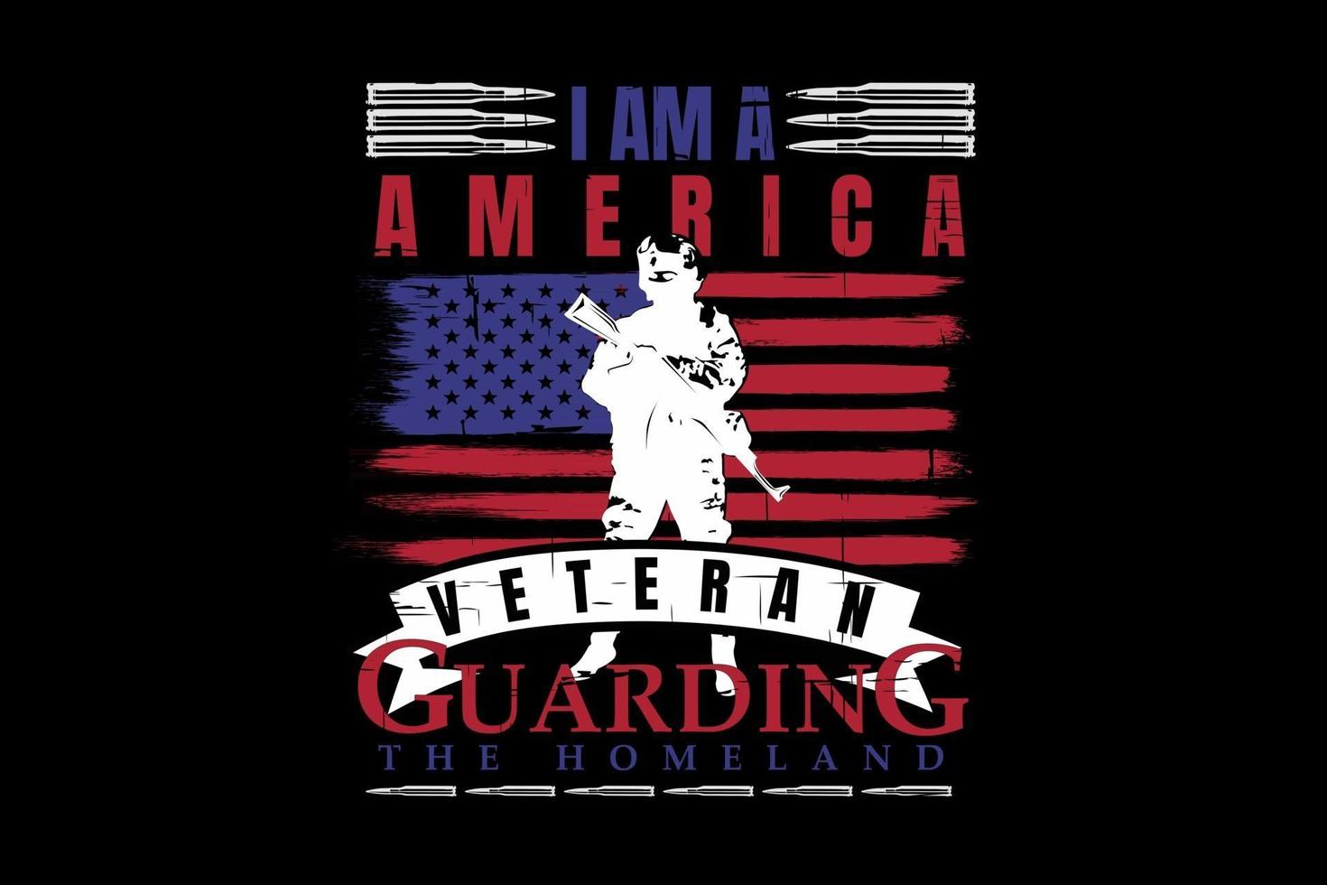 t-shirt typografie silhouet veteraan amerika vintage vector