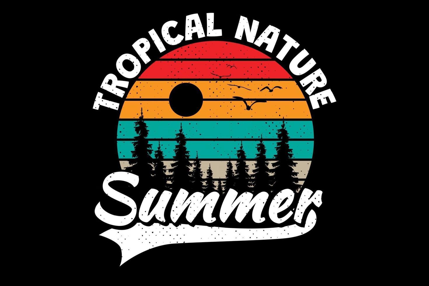 t-shirt tropisch natuur zomer dennenboom retro vintage stijl vector