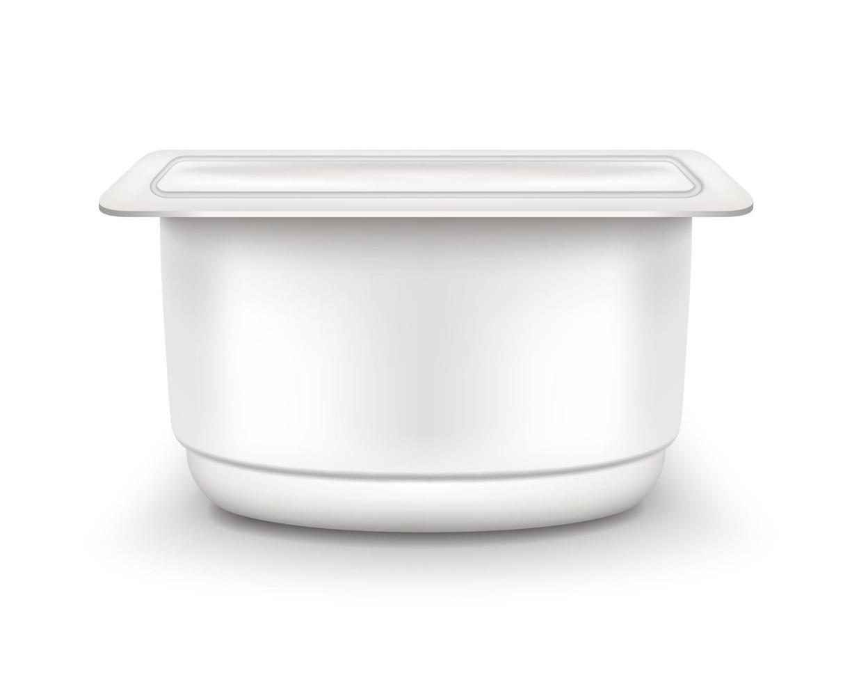 Yoghurt verpakkingsdoos pakketten van gefermenteerde melkproducten zijaanzicht 3d realistische lay-out voor reclame branding en presentatie geïsoleerde witte achtergrond vector background