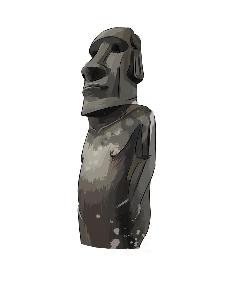 moai standbeeld, paaseiland standbeeld van een scheutje aquarel, gekleurde tekening, realistisch. vectorillustratie van verf vector