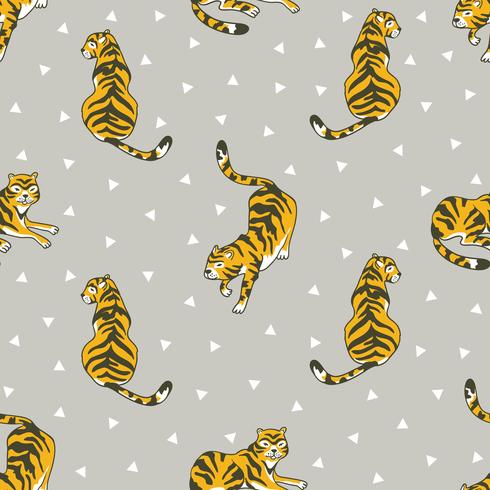 Vector naadloos patroon met tijgers