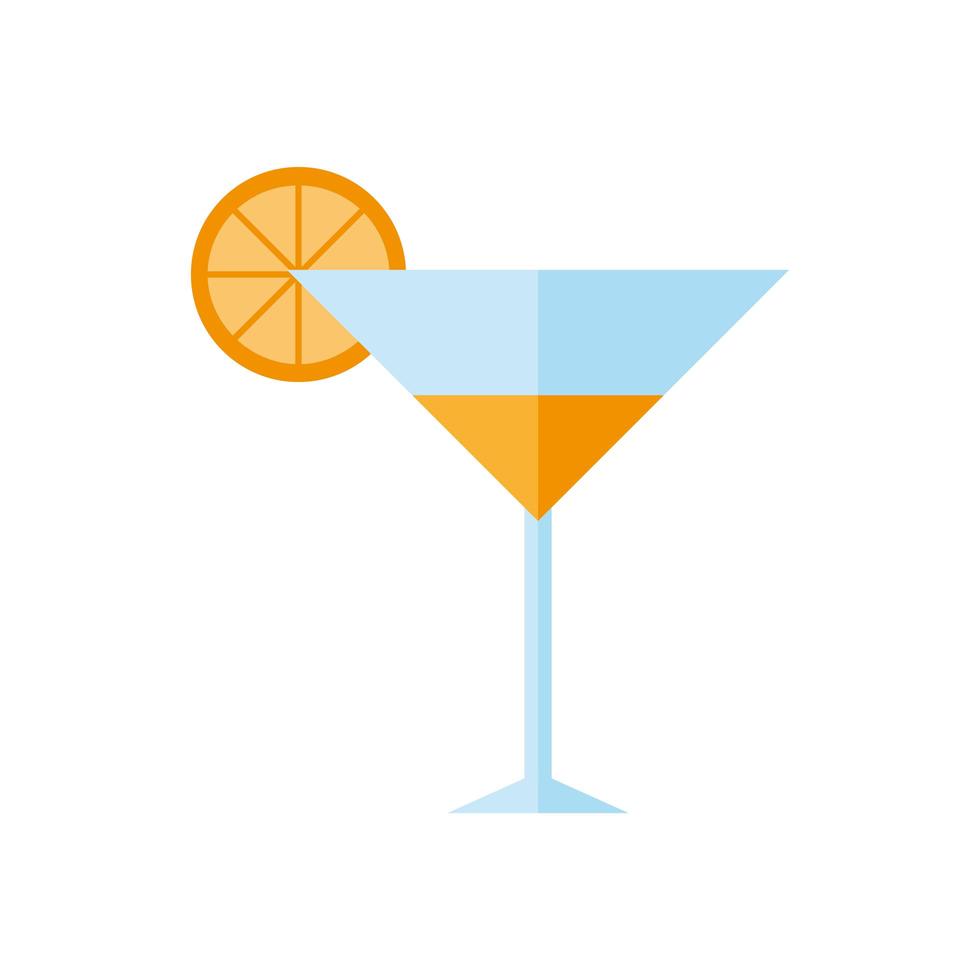 tropische cocktailbeker met oranje plat stijlicoon vector