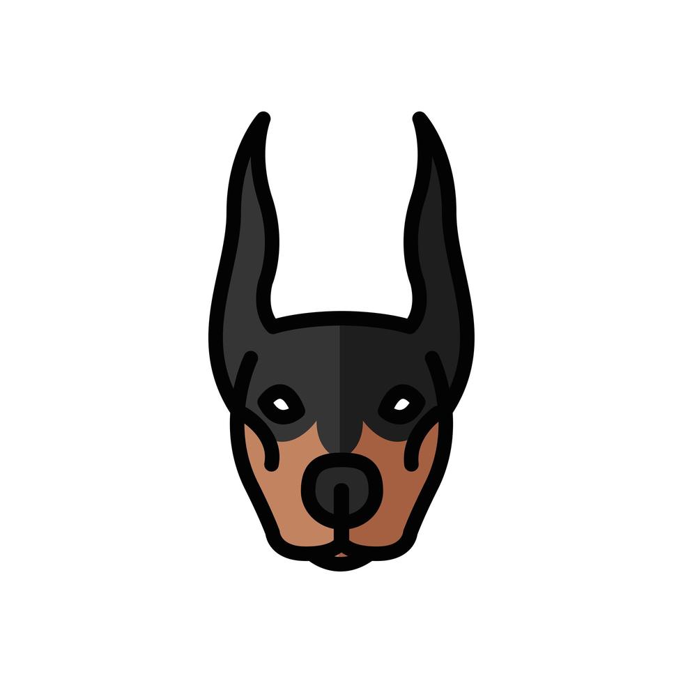 doberman hond huisdier mascotte ras hoofd karakter vector