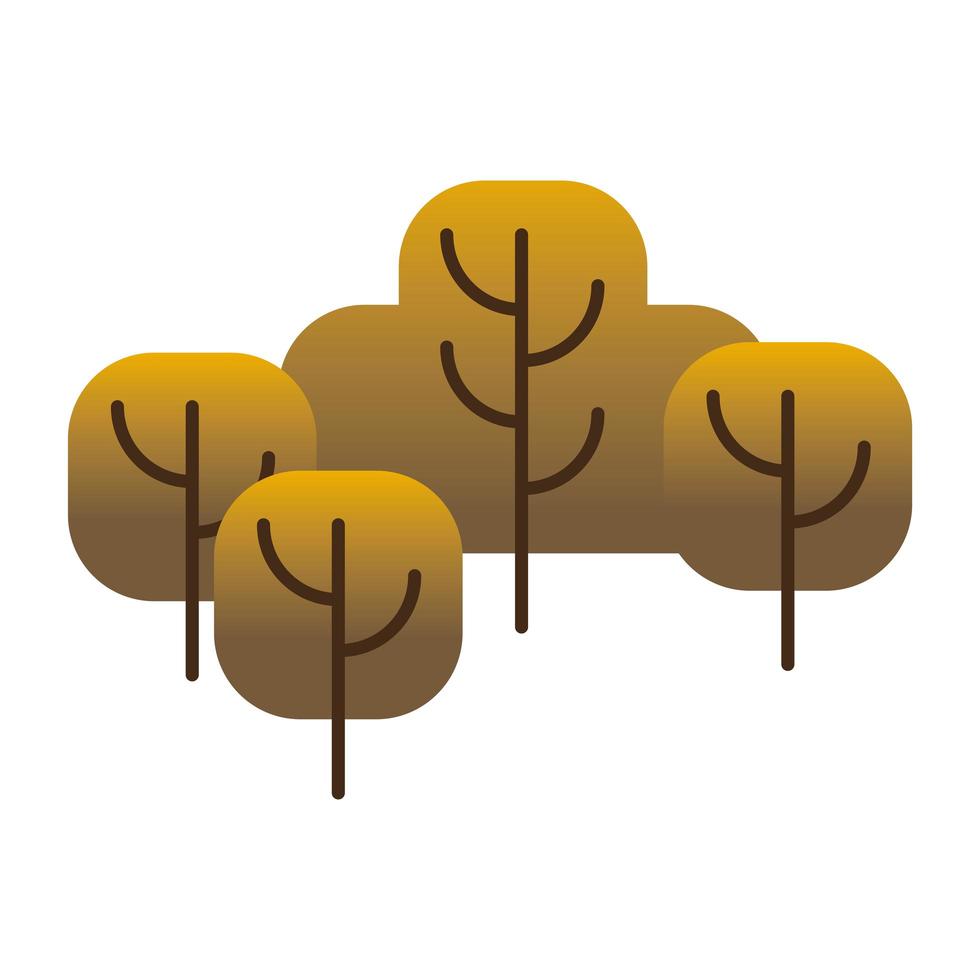 gele bomen planten bos geïsoleerde pictogrammen vector