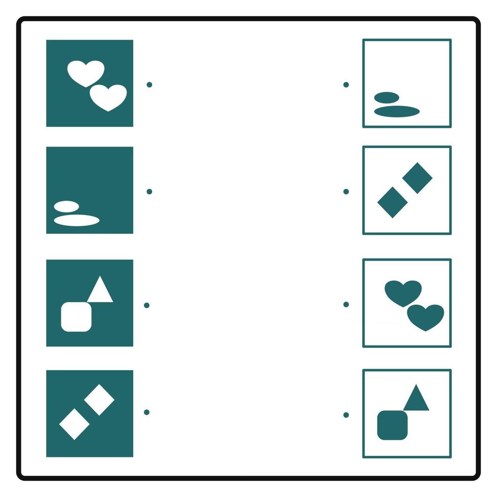 educatief puzzelspel dat verbindingslijnen maakt om de juiste paren te vinden. geometrische vorm. werkblad hersentraining voor kinderen vector