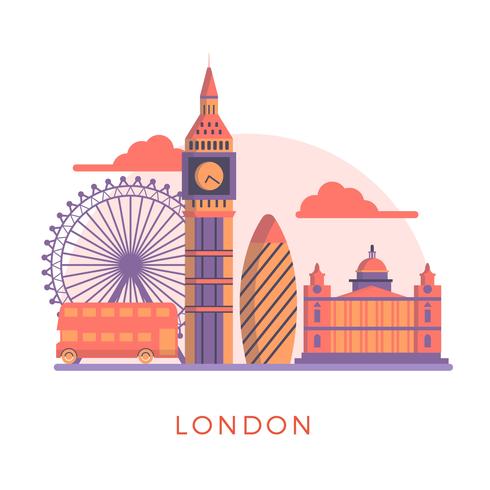 Vlakke moderne Londense monumenten vectorillustratie vector