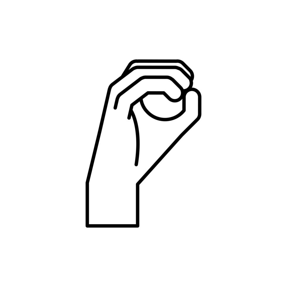 hand gebarentaal cero nummer lijn stijl icoon vector design