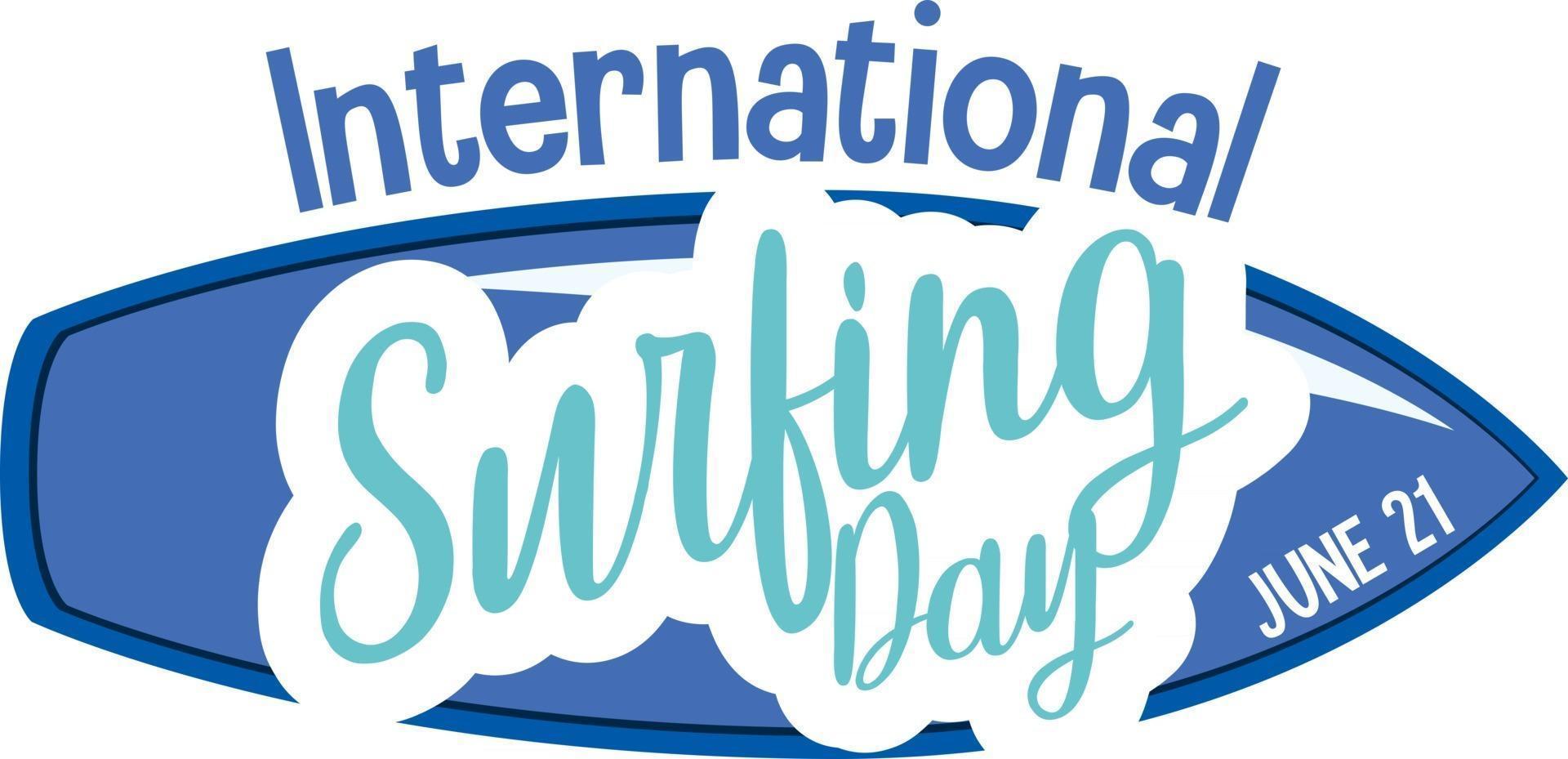 internationale surfdag lettertype met surfplank banner geïsoleerd vector