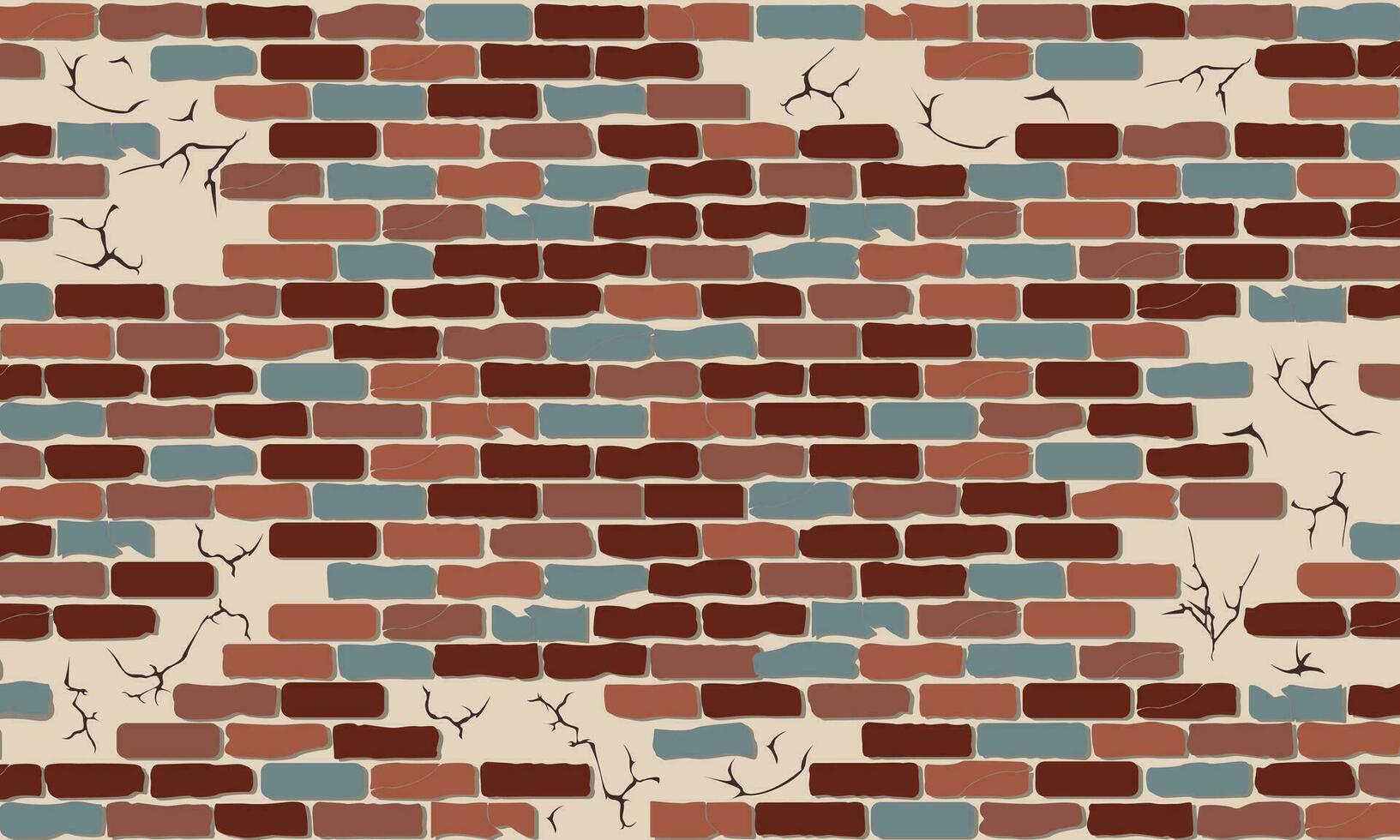 steen muur gebarsten kleurrijk oppervlakte vector achtergrond. gebroken steen muur patroon Aan room kleur backdrop